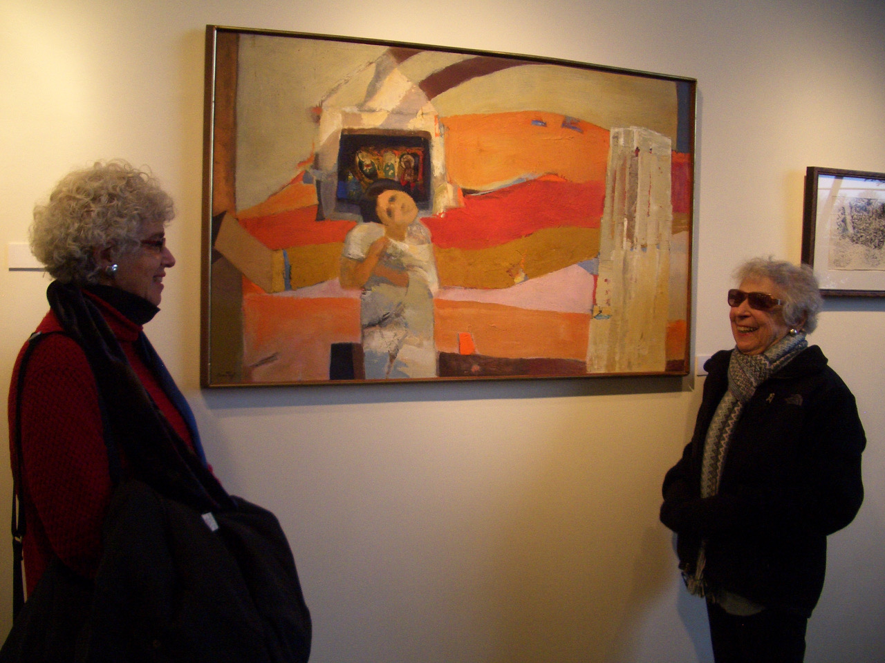 Susan Benjamin and Martyl at Argonne retrospective of Martyl's paintings